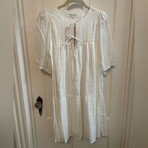 NWT Emerson Fry Isla Puff Dress dot stripe white XS/S